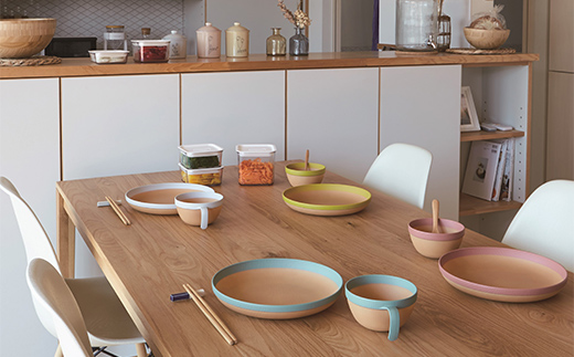 MUSUBI塗り分け 食器セット イエロー 山中漆器 山中塗 軽量 ナチュラル 自然 おしゃれ ギフト F6P-1977