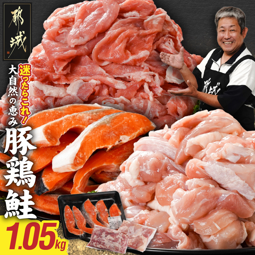 ≪肉×魚≫小分け3種セット(豚切り落とし250g・鶏モモカット済300g・銀鮭500g)