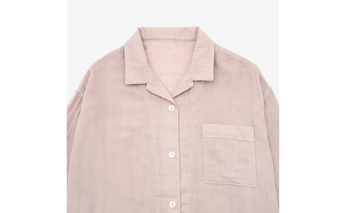 PGガーゼ ガーゼパイピングパジャマ レディス ニュートラルピンク