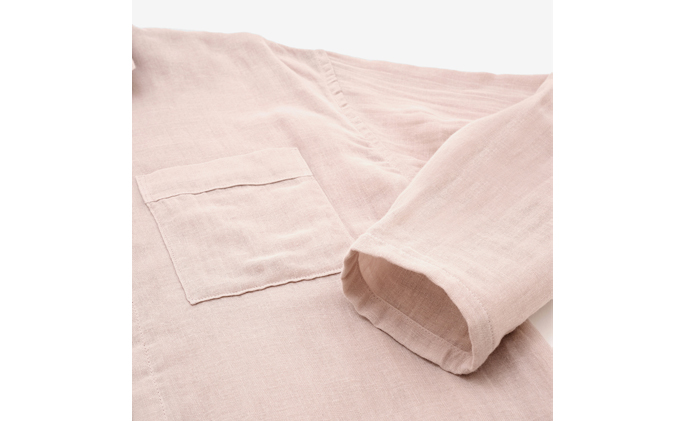 PGガーゼ ガーゼパイピングパジャマ レディス ニュートラルピンク