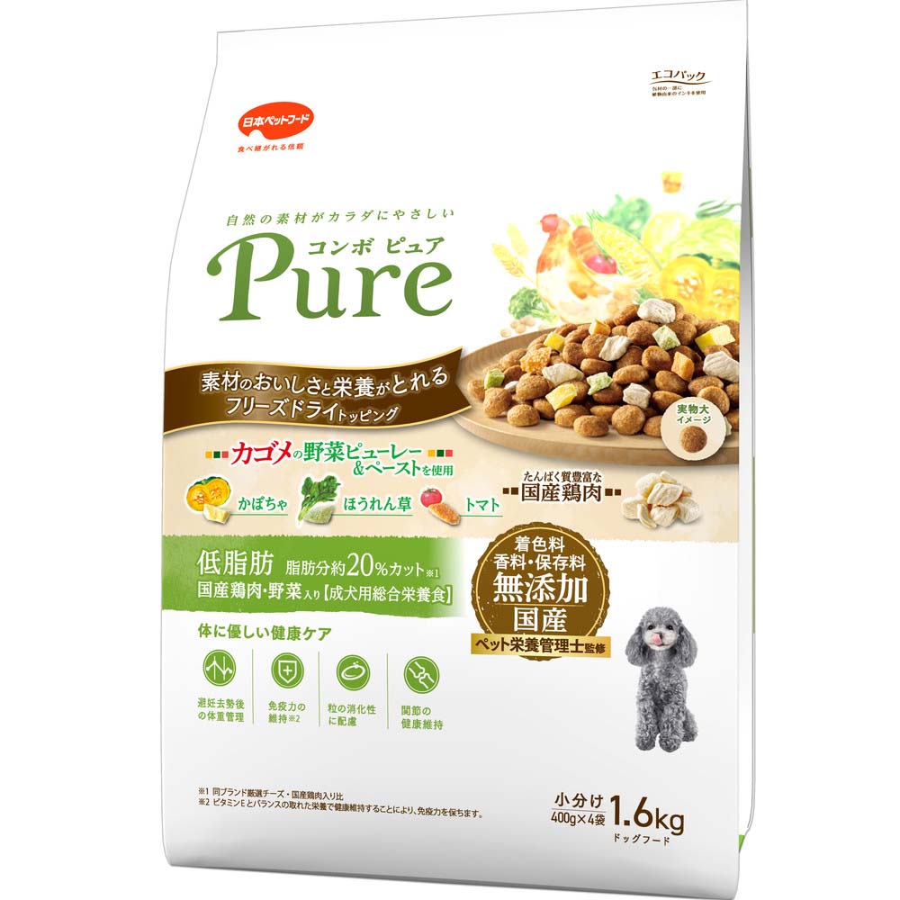 【静岡県袋井市】コンボ ピュア ドッグ 低脂肪 1.6kg x8(ケース単位) ドッグフード