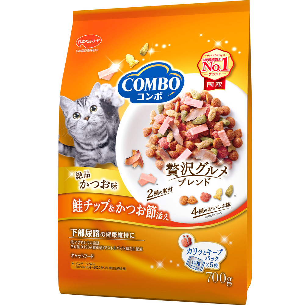 コンボ キャット かつお味・鮭チップ・かつお節添え 700g ｘ12(ケース単位) キャットフード