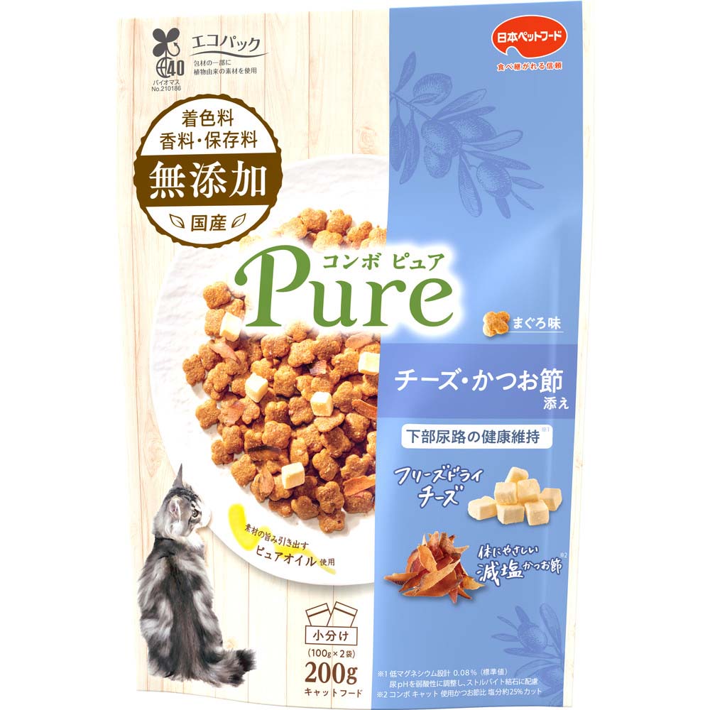 コンボ ピュア キャット まぐろ味・チーズ・かつお節添え 200g ｘ12(ケース単位) キャットフード