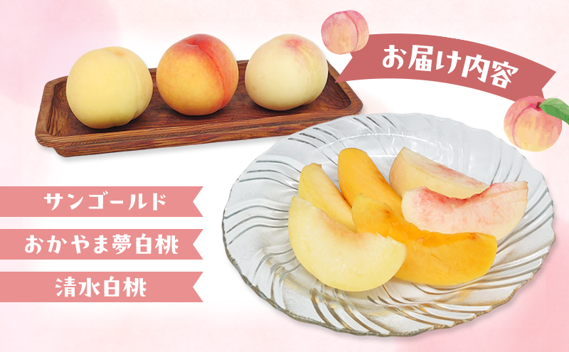 桃 2026年 数量限定 桃3種食べ比べセット 3種×各2玉 計1.8kg以上 岡山県 赤磐市産