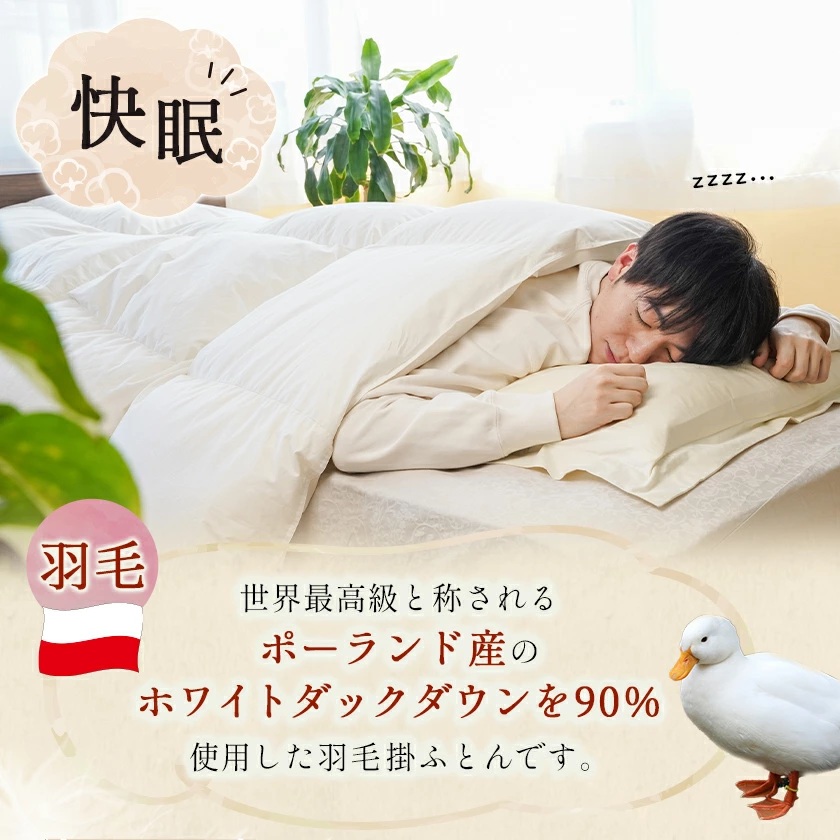 宮崎県都城市のふるさと納税 抗ウイルス加工羽毛掛ふとん ポーランド産ホワイトダック90％【S】≪みやこんじょ特急便≫_AN-E105-Q