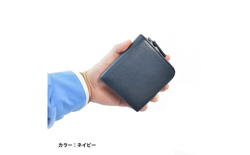 レディース本革2つ折り財布 4M3-1152（・ネイビー）