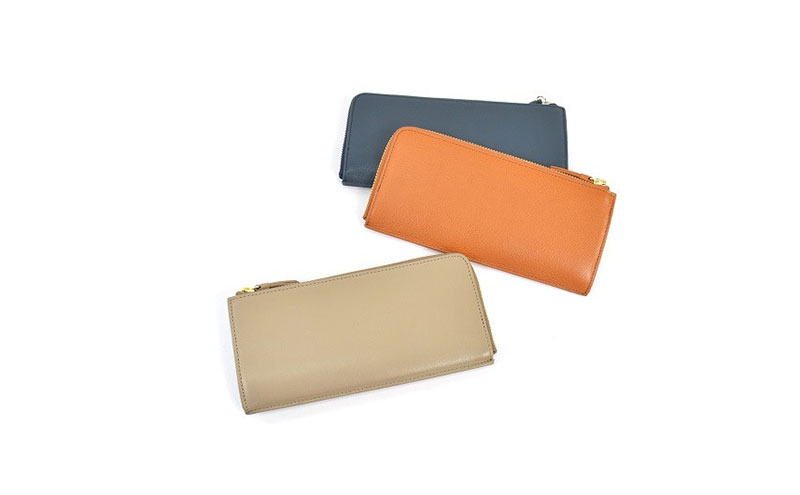 レディース本革L字ファスナー長財布4M3-1153（・キャメル）