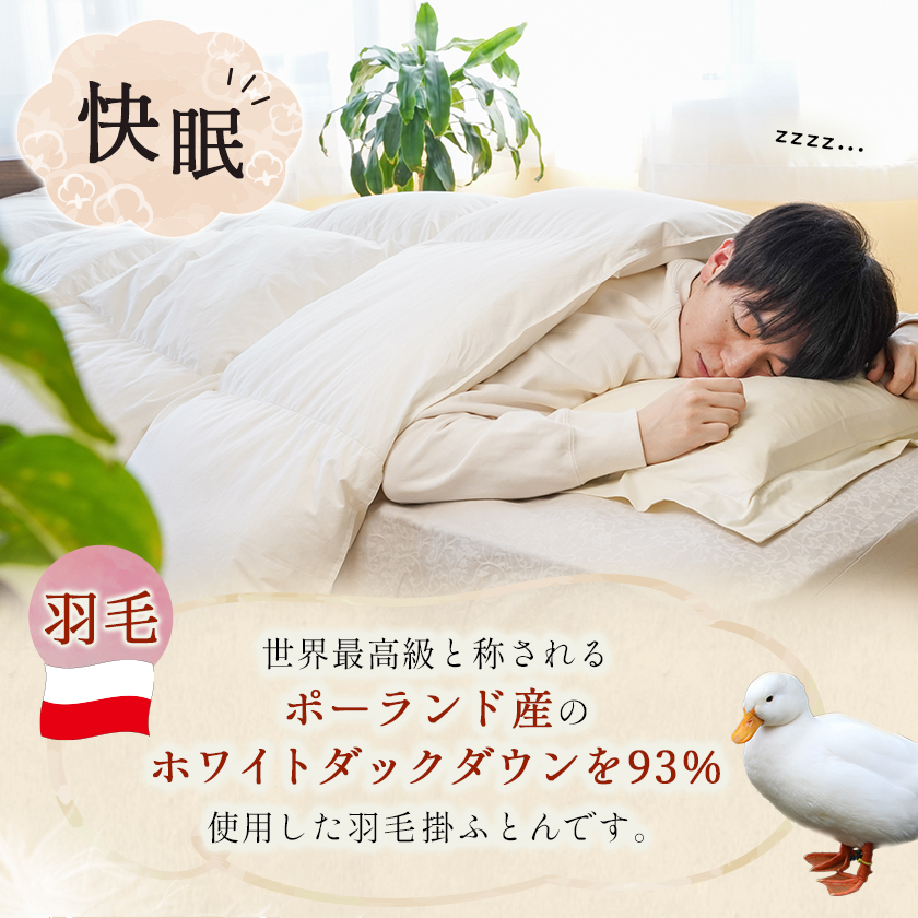 宮崎県都城市のふるさと納税 抗ウイルス加工羽毛掛ふとん ポーランド産ホワイトダック93%【S】≪みやこんじょ快速便≫_AJ-E106-R