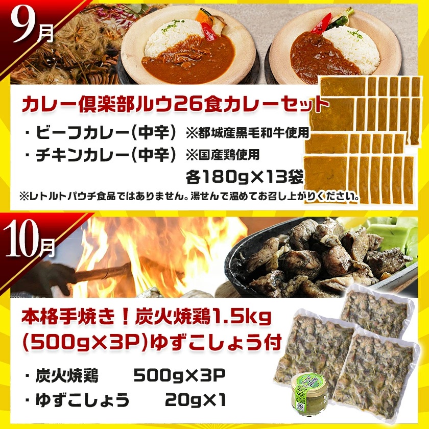 宮崎県都城市のふるさと納税 【セレクト定期便】第1弾☆都城市ご当地グルメ定期便(12ヶ月)≪2026年お届け≫_T156-MY01