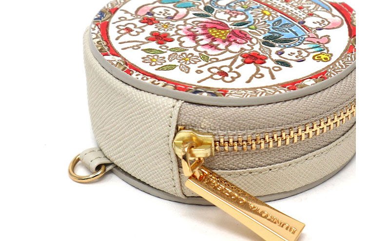 【文庫屋大関】マカロンポーチ 唐子【皮革工芸品】 ポーチ ミニポーチ 小物入れ アクセサリー入れ イヤホン入れ 収納 保管ケース 手のひらサイズ  本革 革 皮革 工芸品 工芸 雑貨 ギフト プレゼント 日本製 東京