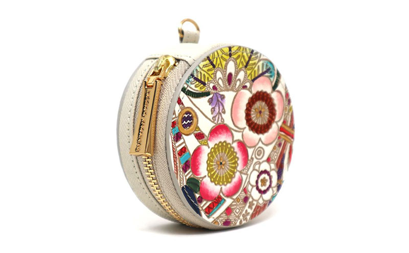 【文庫屋大関】マカロンポーチ 華熨斗【皮革工芸品】 ポーチ ミニポーチ 小物入れ アクセサリー入れ イヤホン入れ 収納 保管ケース 手のひらサイズ  本革 革 皮革 工芸品 工芸 雑貨 ギフト プレゼント 日本製 東京