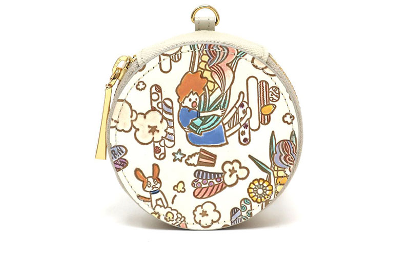 【文庫屋大関】マカロンポーチ 恋するもろこしガール【皮革工芸品】 ポーチ ミニポーチ 小物入れ アクセサリー入れ イヤホン入れ 収納 保管ケース 手のひらサイズ  本革 革 皮革 工芸品 工芸 雑貨 ギフト プレゼント 日本製 東京