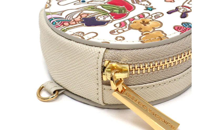 【文庫屋大関】マカロンポーチ 弾けるもろこしガール【皮革工芸品】 ポーチ ミニポーチ 小物入れ アクセサリー入れ イヤホン入れ 収納 保管ケース 手のひらサイズ  本革 革 皮革 工芸品 工芸 雑貨 ギフト プレゼント 日本製 東京