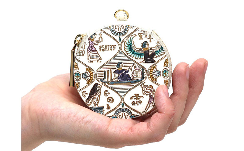 【文庫屋大関】マカロンポーチ エジプトNo.1【皮革工芸品】 ポーチ ミニポーチ 小物入れ アクセサリー入れ イヤホン入れ 収納 保管ケース 手のひらサイズ  本革 革 皮革 工芸品 工芸 雑貨 ギフト プレゼント 日本製 東京