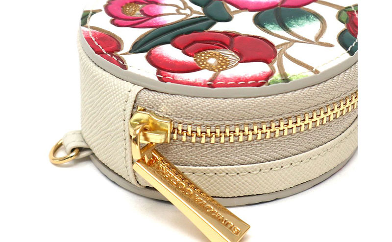 【文庫屋大関】マカロンポーチ 椿【皮革工芸品】 ポーチ ミニポーチ 小物入れ アクセサリー入れ イヤホン入れ 収納 保管ケース 手のひらサイズ  本革 革 皮革 工芸品 工芸 雑貨 ギフト プレゼント 日本製 東京