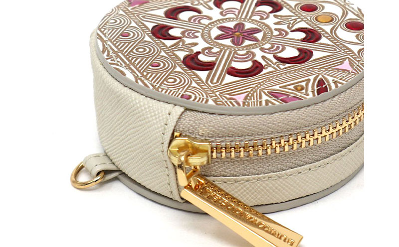 【文庫屋大関】マカロンポーチ 錦紗＜ピンク＞【皮革工芸品】 ポーチ ミニポーチ 小物入れ アクセサリー入れ イヤホン入れ 収納 保管ケース 手のひらサイズ  本革 革 皮革 工芸品 工芸 雑貨 ギフト プレゼント 日本製 東京