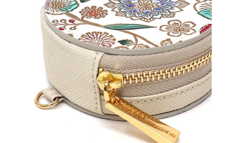 【文庫屋大関】マカロンポーチ ダリア＜コバルトブルー＞【皮革工芸品】 ポーチ ミニポーチ 小物入れ アクセサリー入れ イヤホン入れ 収納 保管ケース 手のひらサイズ  本革 革 皮革 工芸品 工芸 雑貨 ギフト プレゼント 日本製 東京