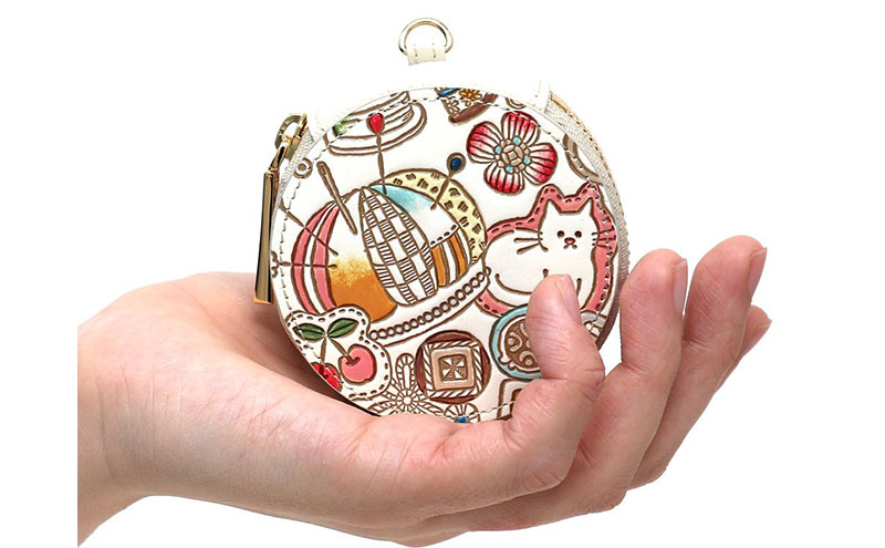 【文庫屋大関】マカロンポーチ ソーイング【皮革工芸品】 ポーチ ミニポーチ 小物入れ アクセサリー入れ イヤホン入れ 収納 保管ケース 手のひらサイズ  本革 革 皮革 工芸品 工芸 雑貨 ギフト プレゼント 日本製 東京