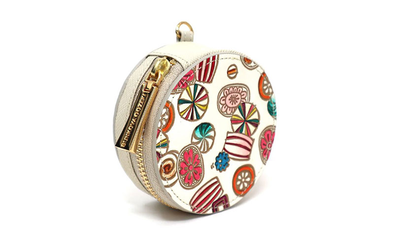 【文庫屋大関】マカロンポーチ 飴【皮革工芸品】 ポーチ ミニポーチ 小物入れ アクセサリー入れ イヤホン入れ 収納 保管ケース 手のひらサイズ  本革 革 皮革 工芸品 工芸 雑貨 ギフト プレゼント 日本製 東京