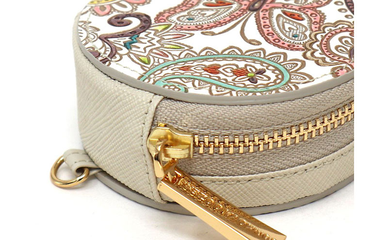 【文庫屋大関】マカロンポーチ ペイズリー【皮革工芸品】 ポーチ ミニポーチ 小物入れ アクセサリー入れ イヤホン入れ 収納 保管ケース 手のひらサイズ  本革 革 皮革 工芸品 工芸 雑貨 ギフト プレゼント 日本製 東京