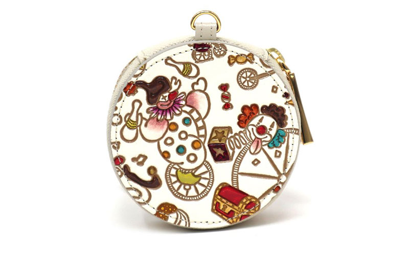 【文庫屋大関】マカロンポーチ ピエロ＜マチネ＞【皮革工芸品】 ポーチ ミニポーチ 小物入れ アクセサリー入れ イヤホン入れ 収納 保管ケース 手のひらサイズ  本革 革 皮革 工芸品 工芸 雑貨 ギフト プレゼント 日本製 東京