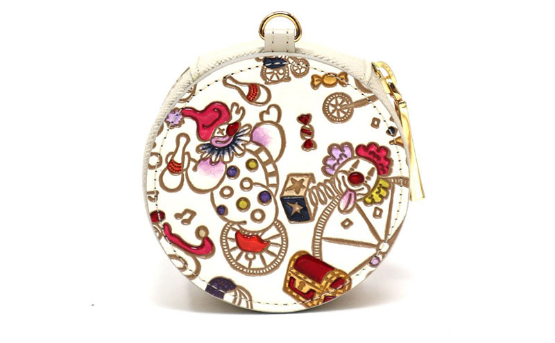 【文庫屋大関】マカロンポーチ ピエロ＜ソワレ＞【皮革工芸品】 ポーチ ミニポーチ 小物入れ アクセサリー入れ イヤホン入れ 収納 保管ケース 手のひらサイズ  本革 革 皮革 工芸品 工芸 雑貨 ギフト プレゼント 日本製 東京