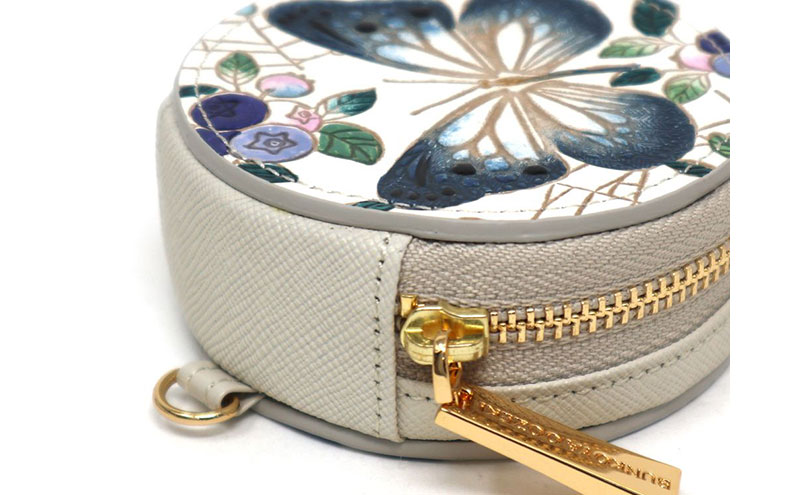 【文庫屋大関】マカロンポーチ ブルーベリーは願う＜ネイビー＞【皮革工芸品】 ポーチ ミニポーチ 小物入れ アクセサリー入れ イヤホン入れ 収納 保管ケース 手のひらサイズ  本革 革 皮革 工芸品 工芸 雑貨 ギフト プレゼント 日本製 東京