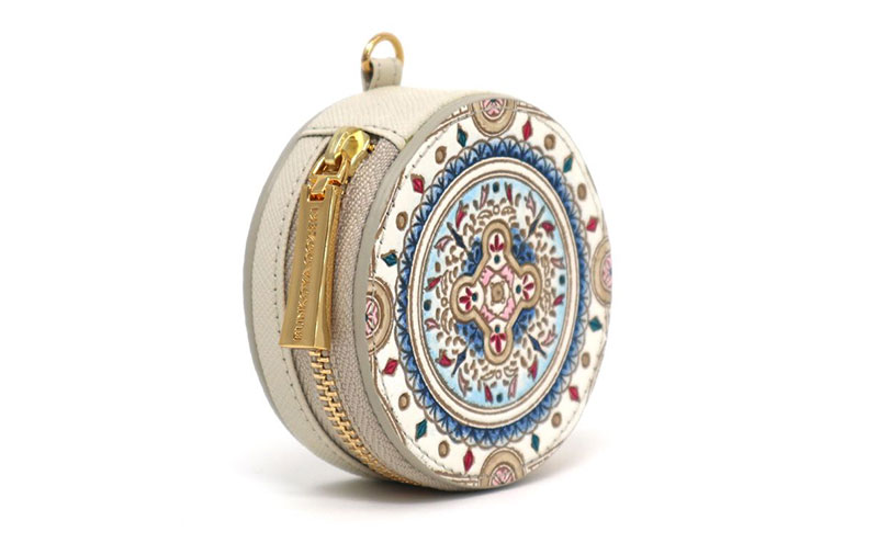 【文庫屋大関】マカロンポーチ ビジュー【皮革工芸品】 ポーチ ミニポーチ 小物入れ アクセサリー入れ イヤホン入れ 収納 保管ケース 手のひらサイズ  本革 革 皮革 工芸品 工芸 雑貨 ギフト プレゼント 日本製 東京