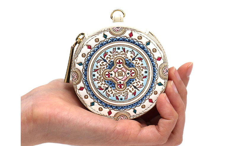 【文庫屋大関】マカロンポーチ ビジュー【皮革工芸品】 ポーチ ミニポーチ 小物入れ アクセサリー入れ イヤホン入れ 収納 保管ケース 手のひらサイズ  本革 革 皮革 工芸品 工芸 雑貨 ギフト プレゼント 日本製 東京