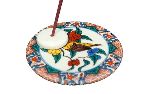 九谷焼 お香立て＆プレートセット 丸型　-麗和柄-　花鳥図 お香立て プレート 図柄が選べる 九谷焼 ふるさと納税 加賀市 F6P-2543