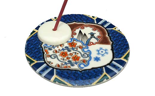 九谷焼 お香立て＆プレートセット 丸型　-四季-　冬の雅（みやび） お香立て プレート 九谷焼 ふるさと納税 加賀市 F6P-2550