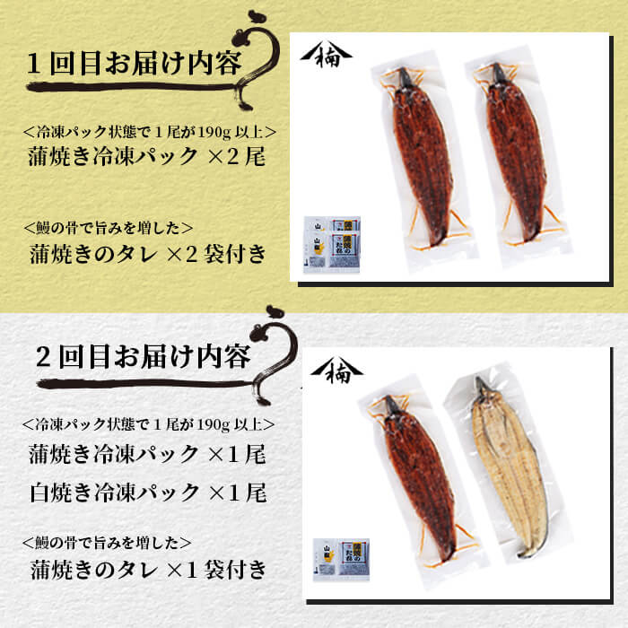 鹿児島県志布志市のふるさと納税 【定期便全3回】お手軽に楽しめるうなぎ定期便！（計1.04kg以上）t0046-004
