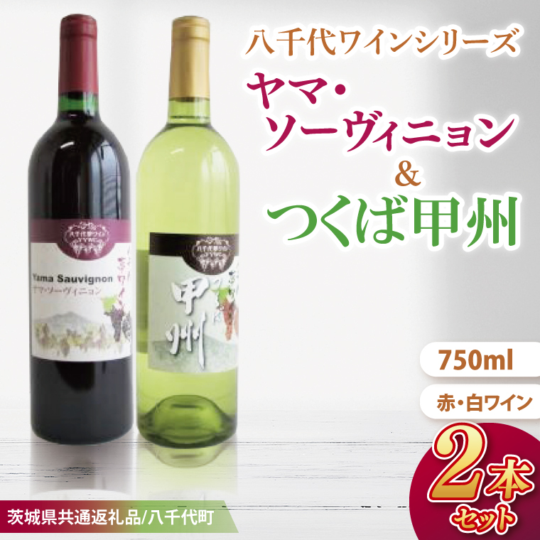 【先行予約】八千代夢ワインシリーズ　ヤマ・ソーヴィニョン（赤）・つくば甲州（白）２本セット【茨城県共通返礼品／八千代町】│ ワイン 赤ワイン 白ワイン カベルネソーヴィニョン ヤマブドウ 甲州 和食 飲み比べ 国産 茨城県 取手市（BM007）