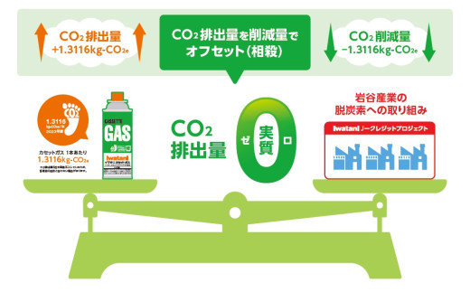 イワタニ CO2排出量実質ゼロのカセットガス（12本入り） CB-250S-GRJ【FI08W】