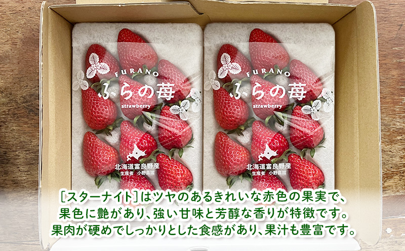 【2026年先行予約】 富良野産 いちご スターナイト 小玉 10～12粒×2パック　［ フルーツ 果物 新鮮 贈り物 ギフト フルーツ 生いちご イチゴ 苺 大粒 甘い 道産 北海道 富良野 ］