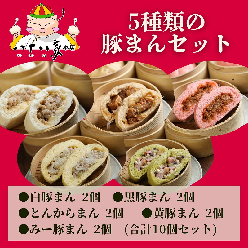 八十八家本店 ５種類 豚まんセット 10個入り 特製 手作り 加工品 惣菜 冷蔵 加工食品
