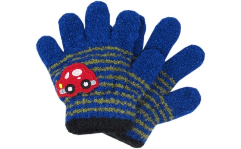 ボーダー車ワッペントドラー五指 手袋 子供用　2双セット