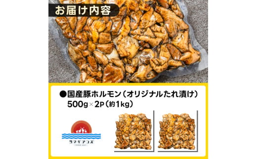かしまホルモン 炭火焼き オリジナルたれ漬 約１kg（500g×２パック）(KDQ-3)