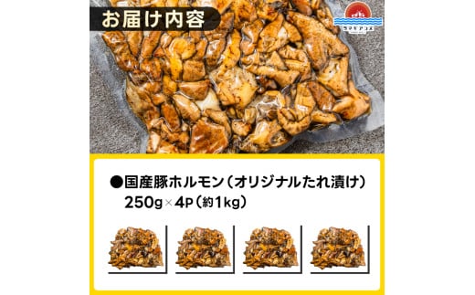 かしまホルモン 炭火焼き オリジナルたれ漬 約１kg（250g×４パック）(KDQ-4)