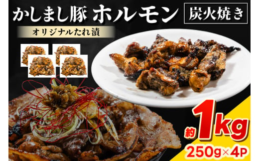 かしまし豚ホルモン炭火焼き オリジナルたれ漬 約１kg（250g×４パック）（KDQ-8）
