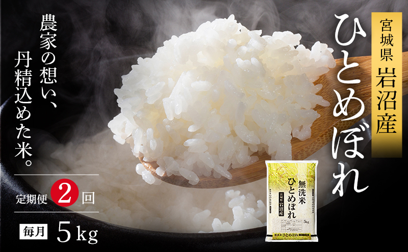 【宮城県岩沼市】【令和7年産新米/2ヶ月連続定期便】 無洗米 ひとめぼれ 5kg×2回 米 岩沼産 お米 白米 ブランド米 単一原料米 5キロ こめ コメ おこめ ご飯 ライス 東北 宮城県産 宮城県産ひとめぼれ 宮城米