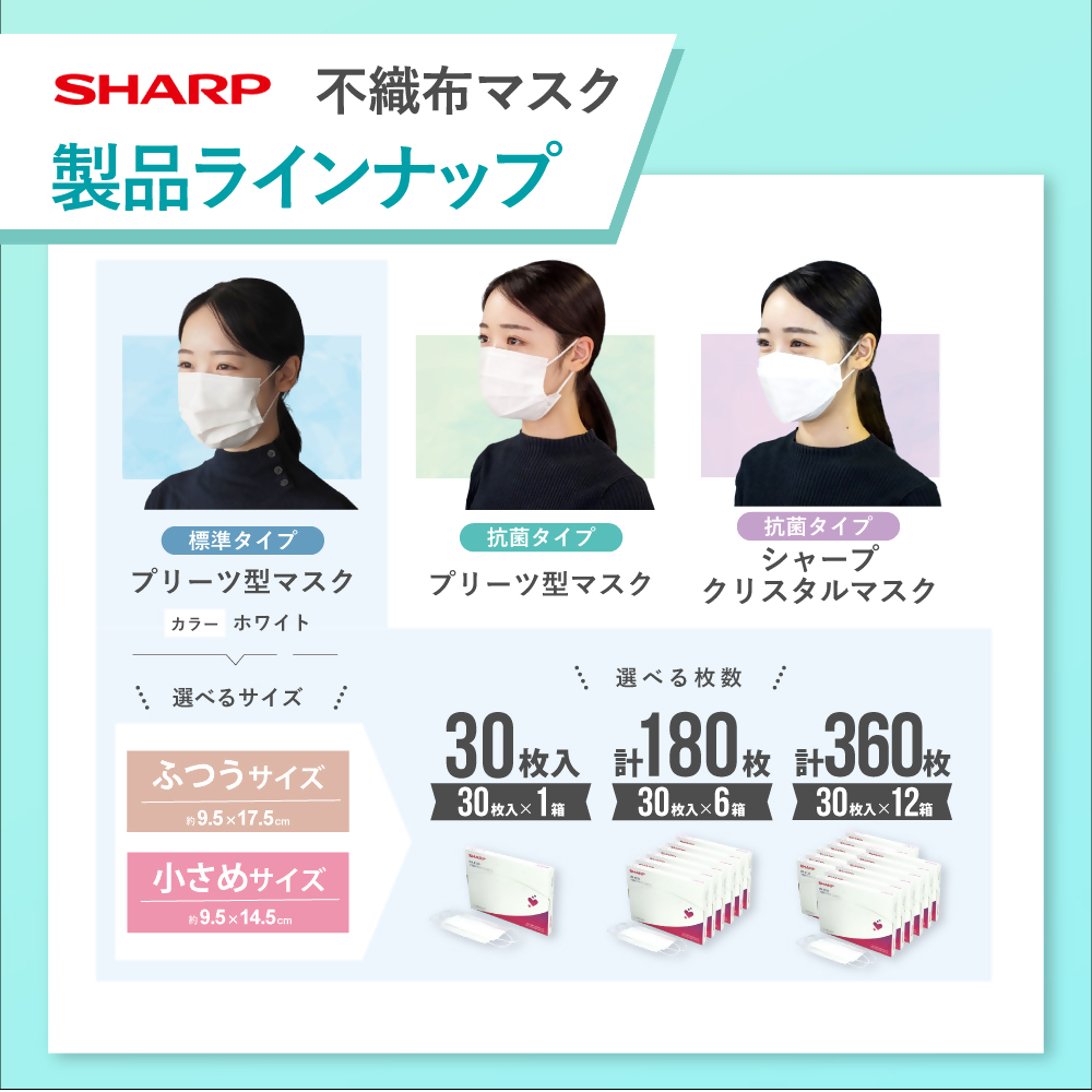 SH-05 シャープ製不織布マスク 【小さめサイズ】30枚入×6箱