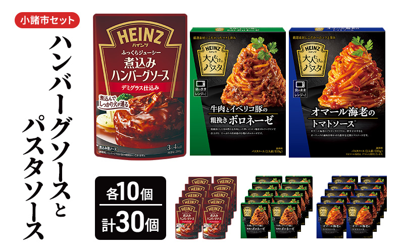 「ハインツ」ハンバーグソースとパスタソース　小諸市セット　各10個ずつ　計30個
