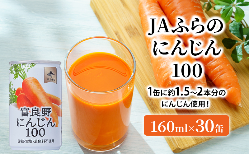 JAふらの 人参ジュース ［富良野にんじん100］(160ml×30缶セット) にんじんジュース 人参 にんじん 野菜 飲料 ジュース 野菜ジュース 野菜飲料 北海道 富良野 ふらの