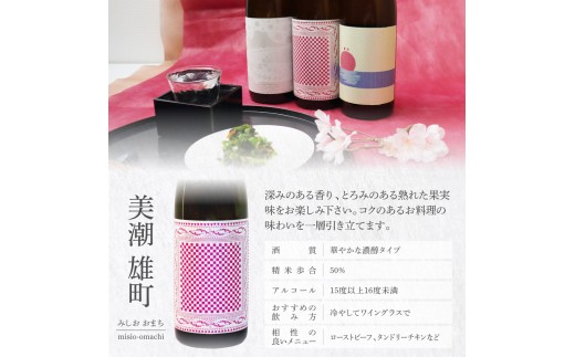 美潮 純米吟醸3本セット 高知県 芸西村 返礼品 日本酒 お酒 仙頭酒造 ふるさと納税限定 720ml 飲み比べセット のみくらべ 雄町 きたしずく お祝い 贈答品 箱入り ギフト
