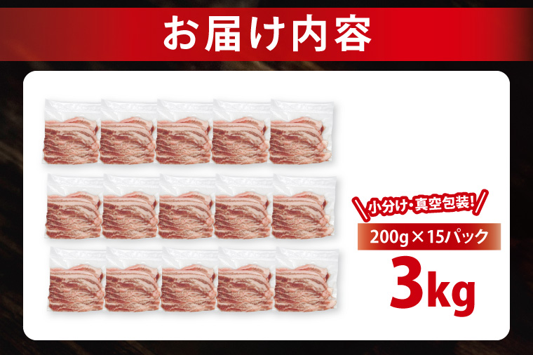 【発送時期が選べる・小分け・真空パック】 国産豚肉 豚バラスライス 200g×15p (3kg) ( 茨城県共通返礼品・茨城県産 ) ブランド豚 ローズポーク 茨城 国産 豚 豚肉 豚バラ 豚バラ肉 スライス 豚しゃぶ しゃぶしゃぶ 焼肉 冷凍 発送時期が選べる 小分け 真空パック