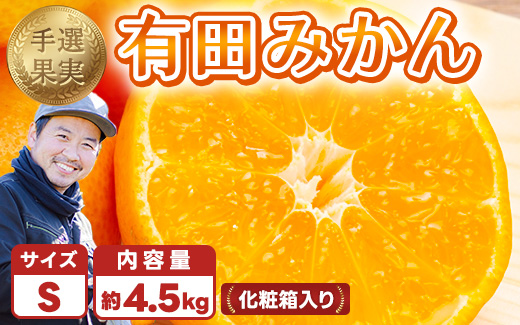 【和歌山県美浜町】和歌山の有田みかん 化粧箱入り 4.5kg Sサイズ|まごころ手選別 ミカン 蜜柑 温州みかん 柑橘 和歌山 ギフト 贈答 ※2025年11月上旬〜2026年1月下旬頃に順次発送予定