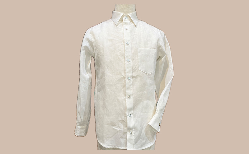 雪さらし体験【メンズシャツ】ファッション 男性 メンズ 洋服 シャツ からむし生地 涼感 通気性 漂白 殺菌 体験型 冬 雪 信濃川 新潟県 十日町市