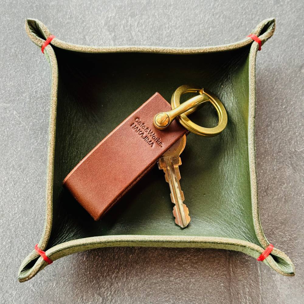 13-311 本革レザートレー（モスグリーン）【レザークラフト】