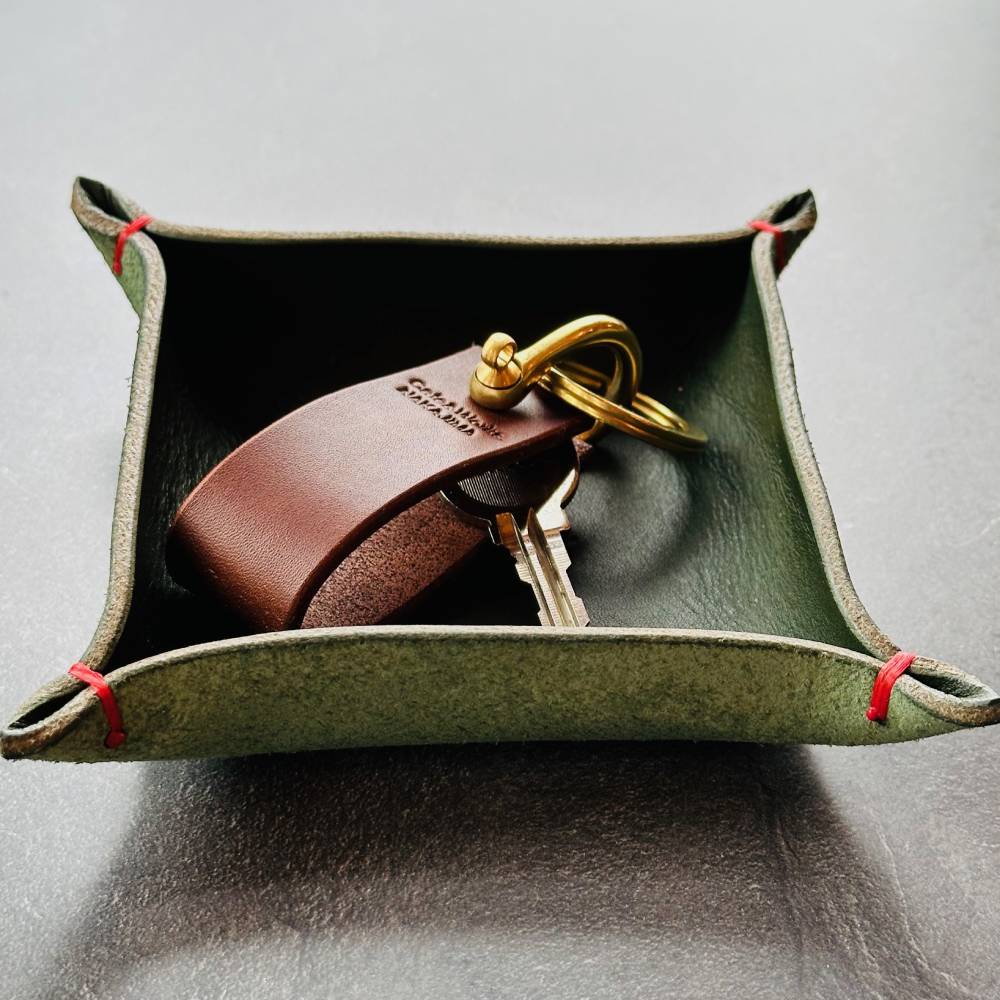 13-311 本革レザートレー（モスグリーン）【レザークラフト】